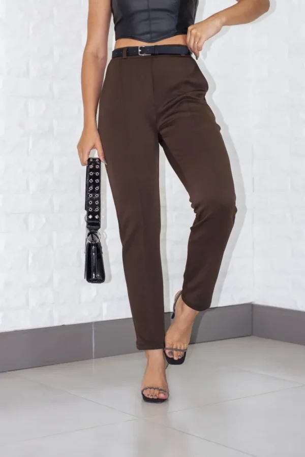 Calça de luxo  Lady Griffe Marrom
